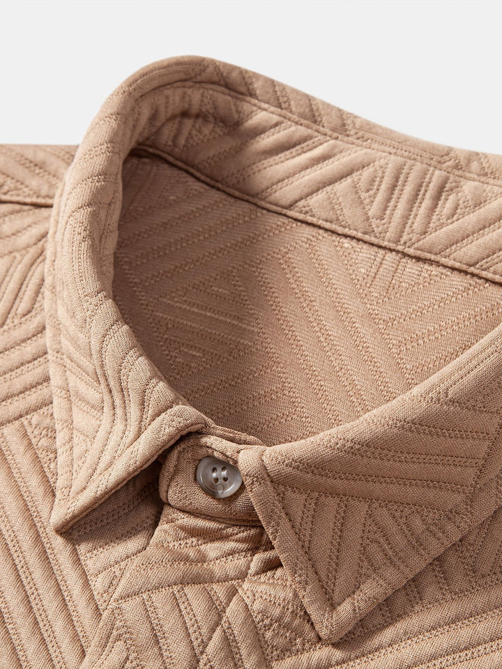 Textuur Jacquard Knop-Up Shirt & Shorts