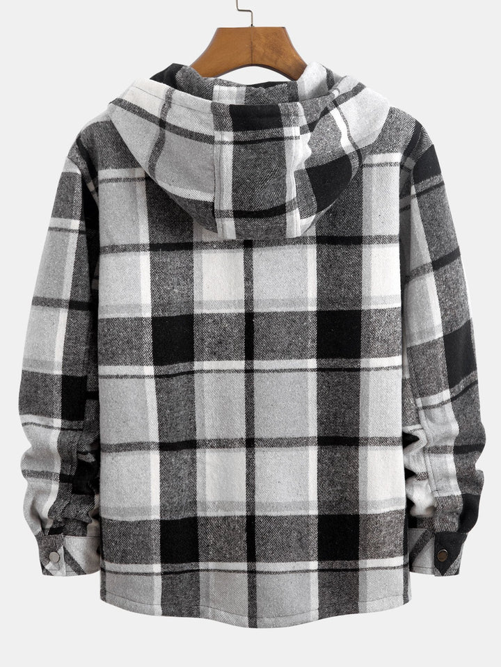 Teddy Gevoerde Flanellen Geruite Hoodie Shirt
