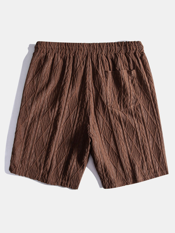 Geometrisch Jacquard Cubaanse Shirt & Textuur Shorts Met Voering