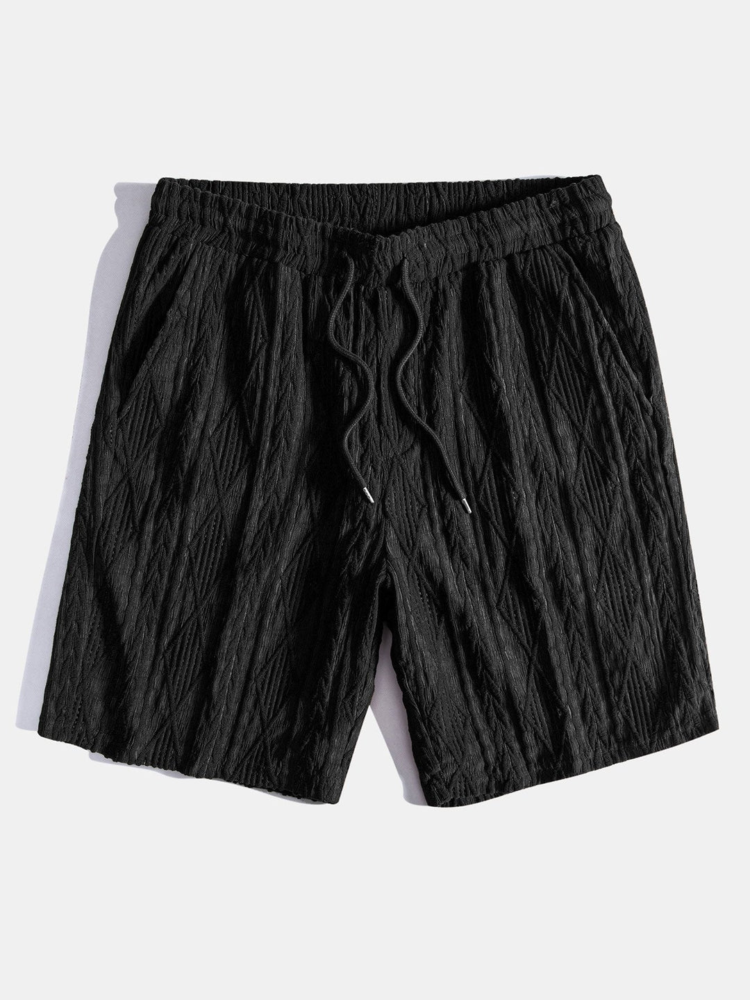 Geometrisch Jacquard Cubaanse Shirt & Textuur Shorts Met Voering