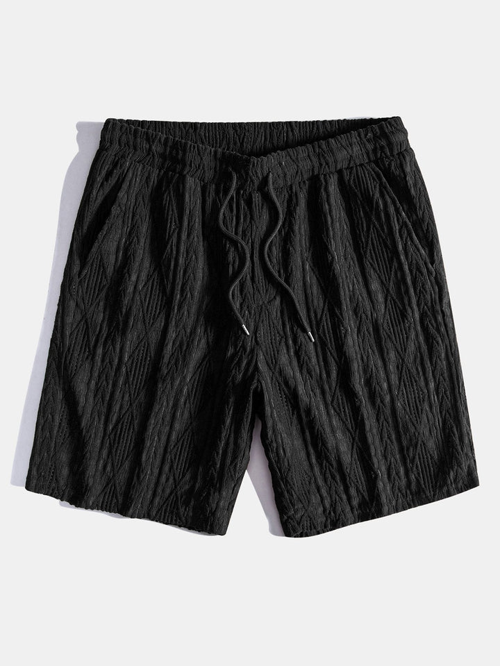 Geometrisch Jacquard Cubaanse Shirt & Textuur Shorts Met Voering