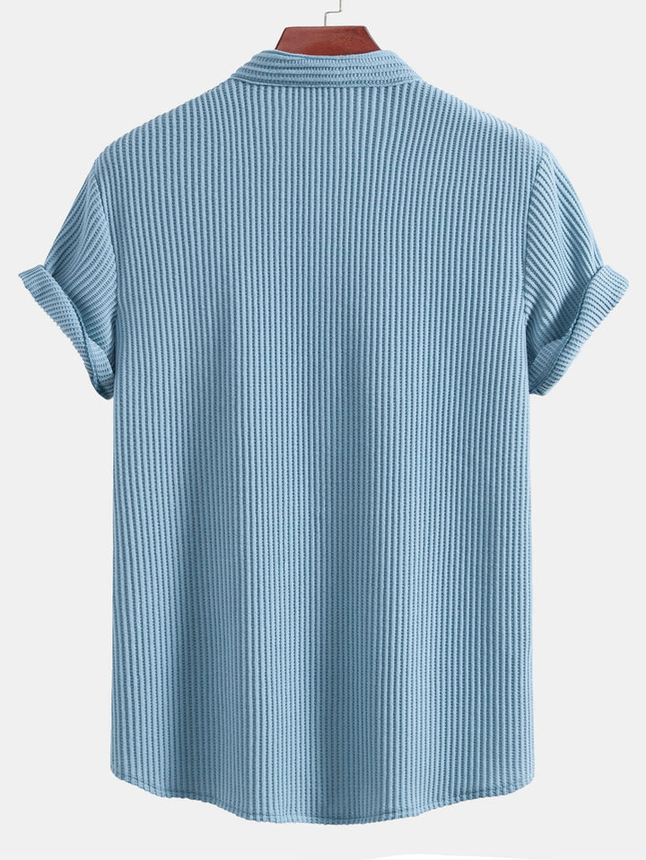 Wafel Stand Kraag Shirt & Trekkoord Wafel Shorts