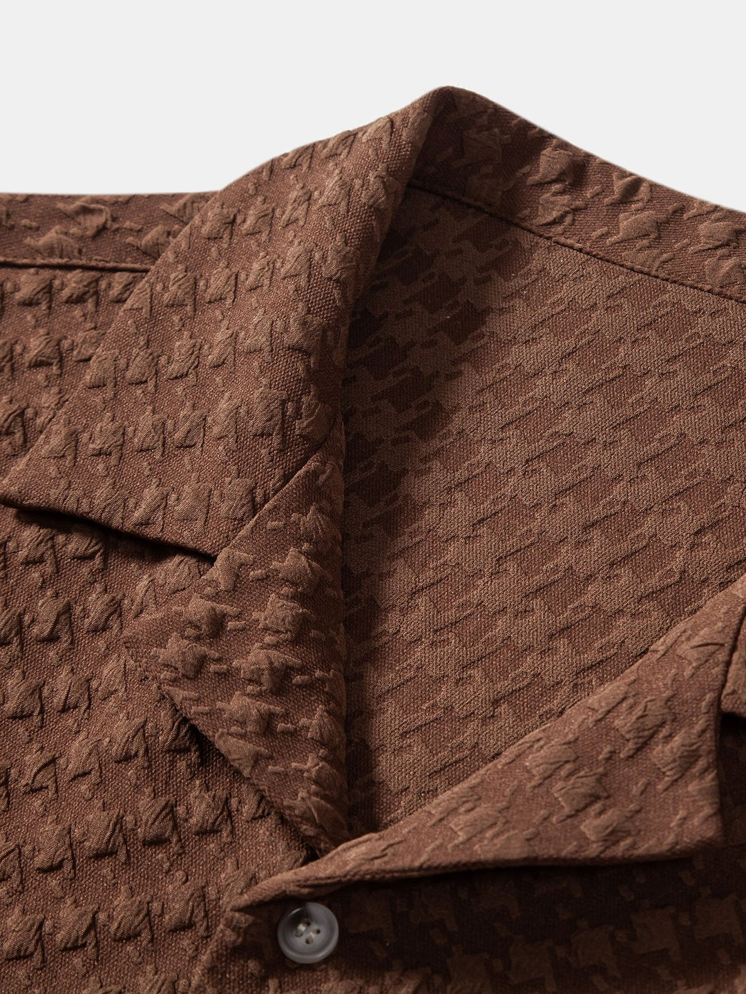 Houndstooth Jacquard Cubaanse Shirt & Rechte Linnen Broek