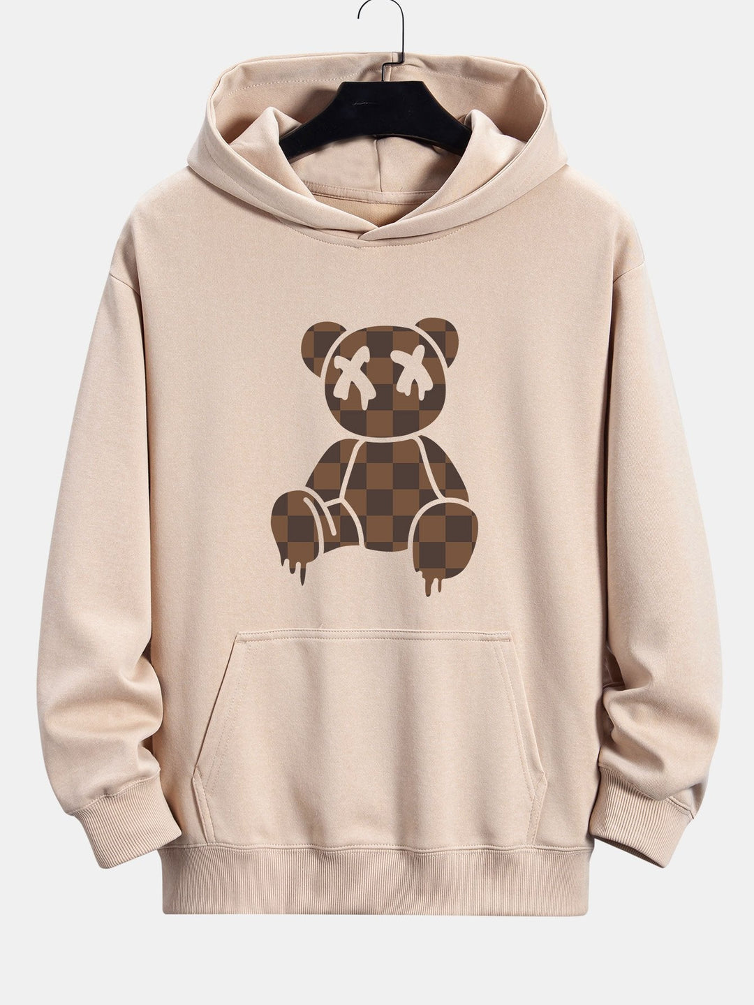 Geruite Oplosbare Beerprint Relax Fit Hoodie & Rechte Pijpen Corduroy Broek