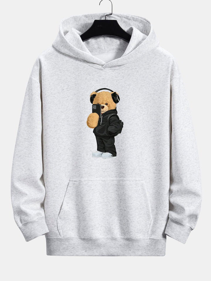 Fashion Bear Foto Print Relax Fit Hoodie & Rechte Pijpen Corduroy Broek