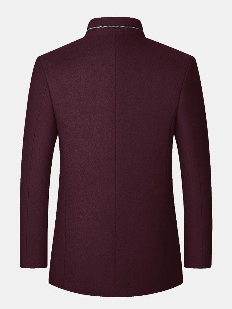 Staande Kraag Wol Gemengde Blazer