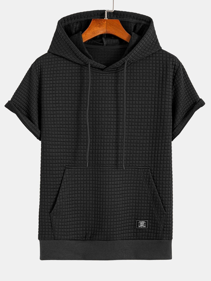 Short Sleeve Waffle Hoodie & Waffle Drawstring Shorts