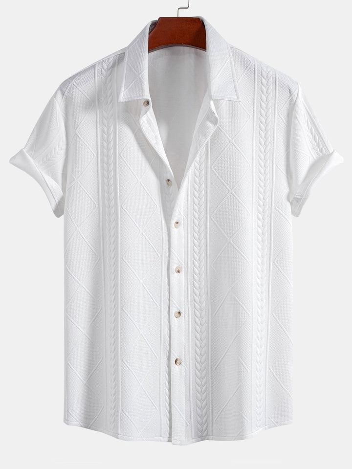Geometrisch Jacquard Overhemd met Knopen & Shorts