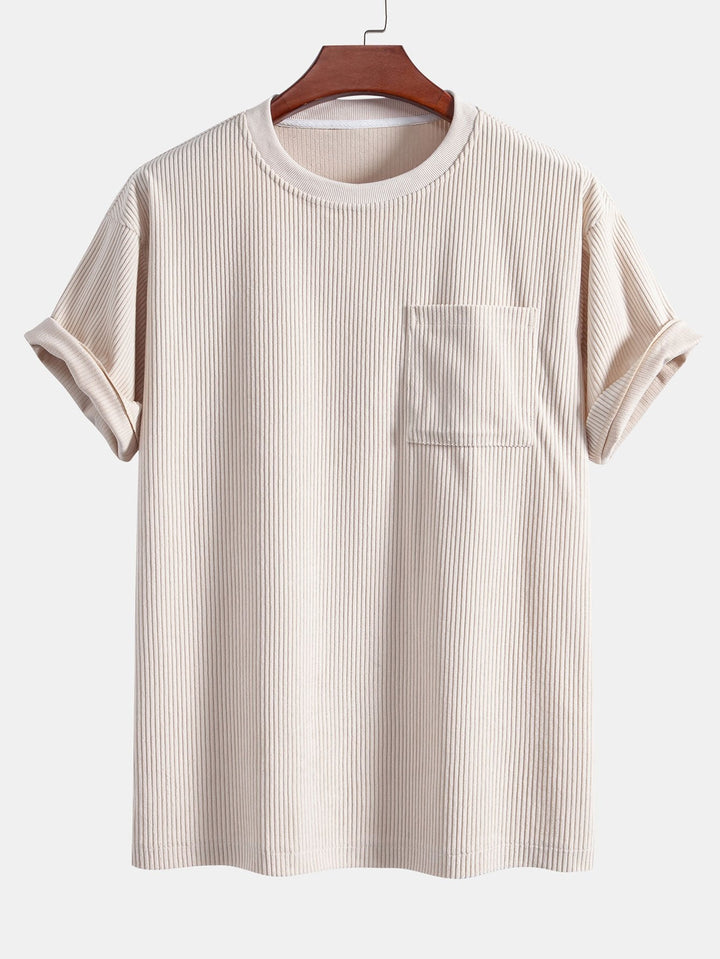Corduroy Oversized T-shirt With Pocket & Shorts