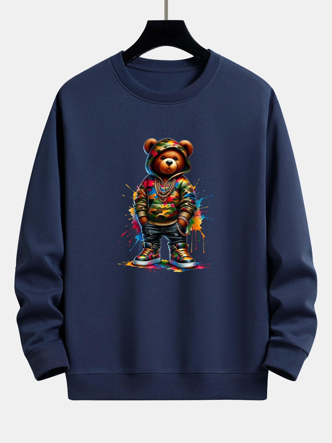 Kleur Splash Ink Camouflage Beerprint Relax Fit Sweatshirt