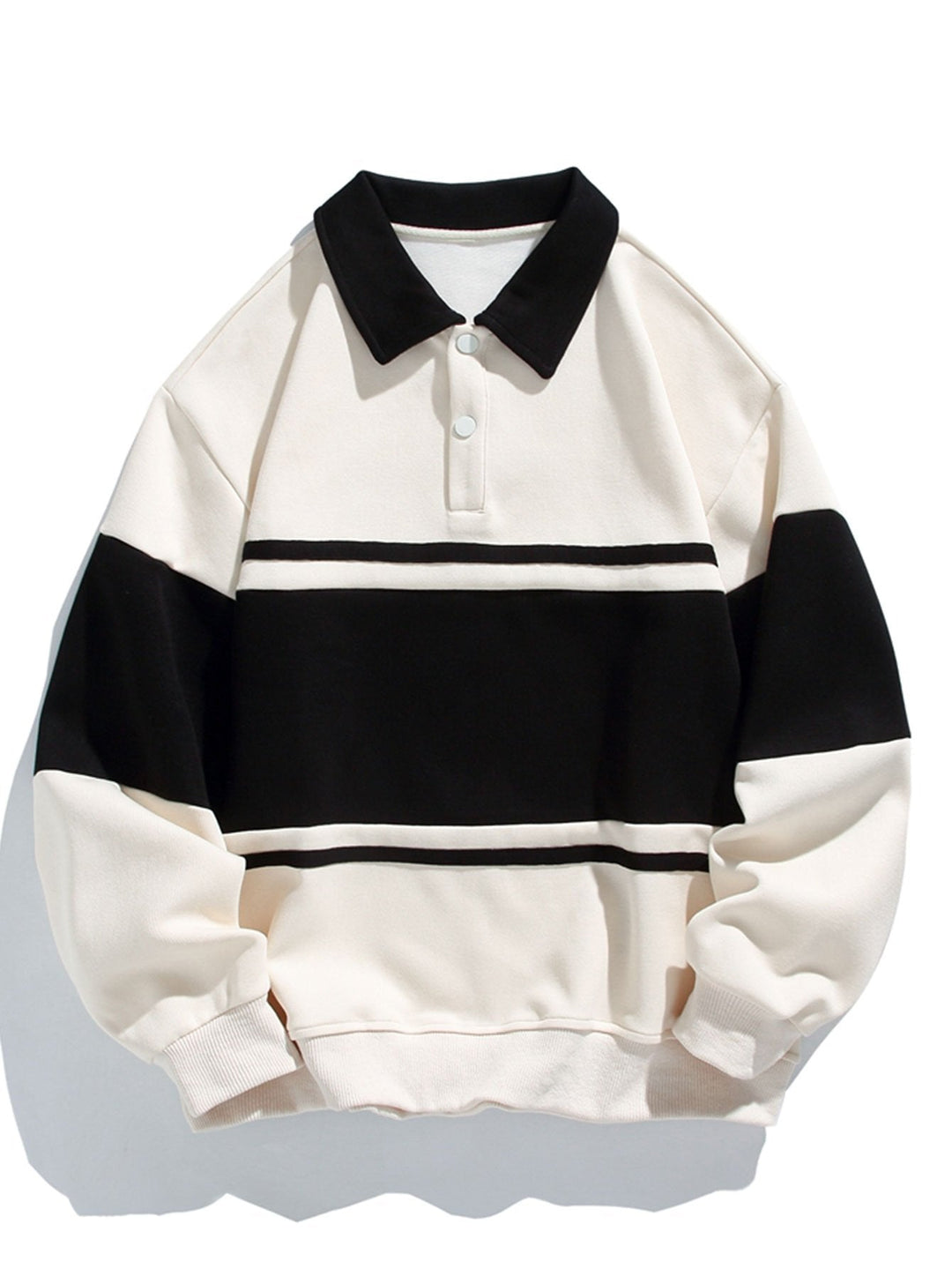 Relax Fit Kleur Blok Patchwork Polo Sweatshirt