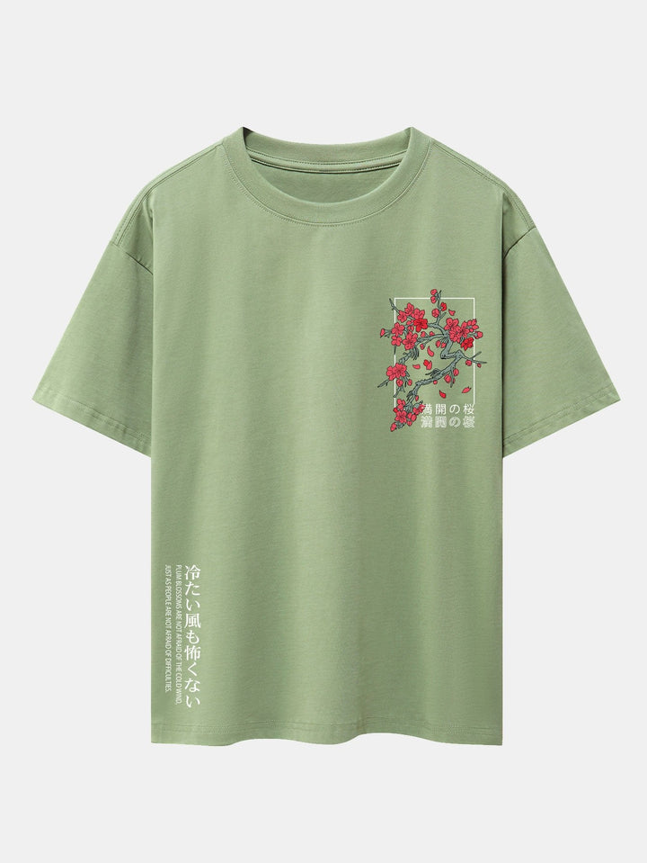 Kersenbloesem Slogan Print Drop Shoulder Oversized T-Shirt