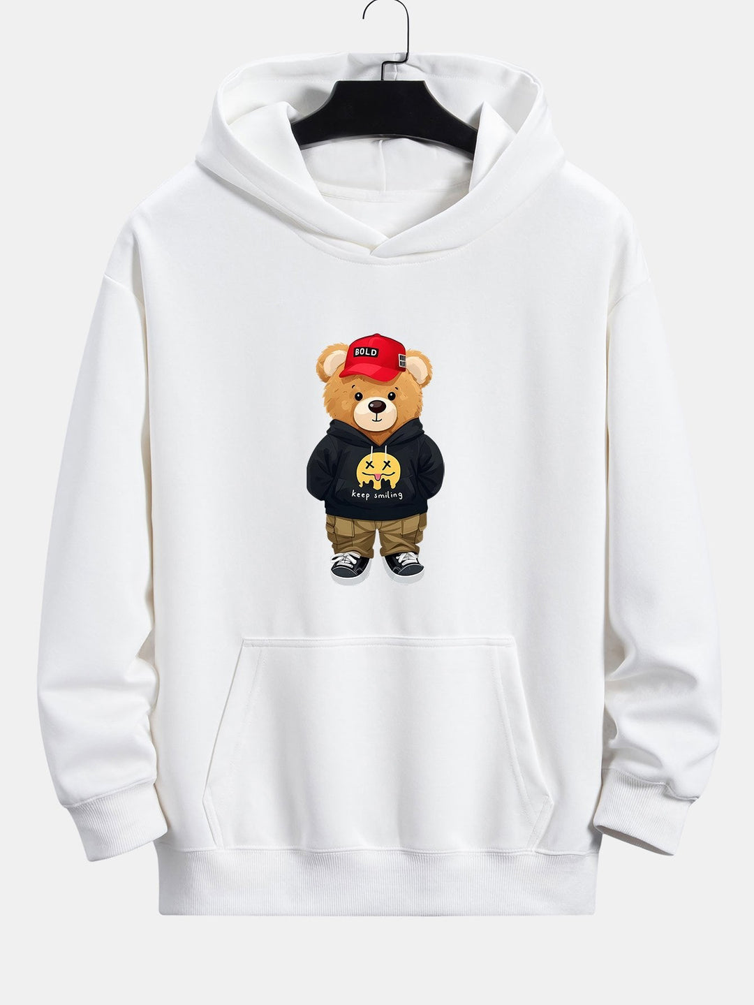 Hip Hop Beer Print Relax Fit Hoodie & Rechte Pijpen Corduroy Broek