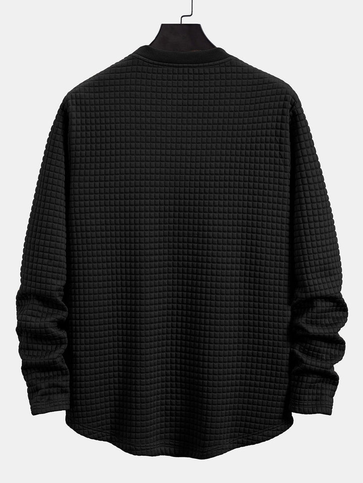 Long Sleeve Waffle Bow Hem T-Shirt & Jogging Pants