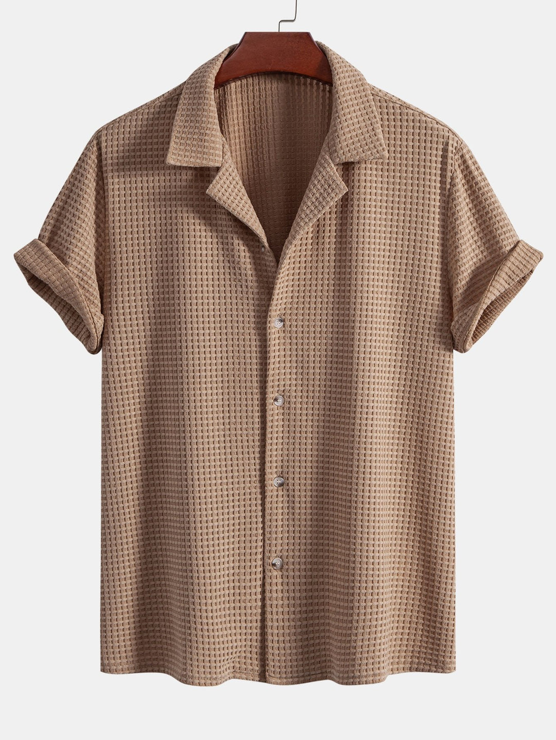 Korte Mouwen Wafel Cubaanse Shirt & Rechte Pijpen Linnen Broek