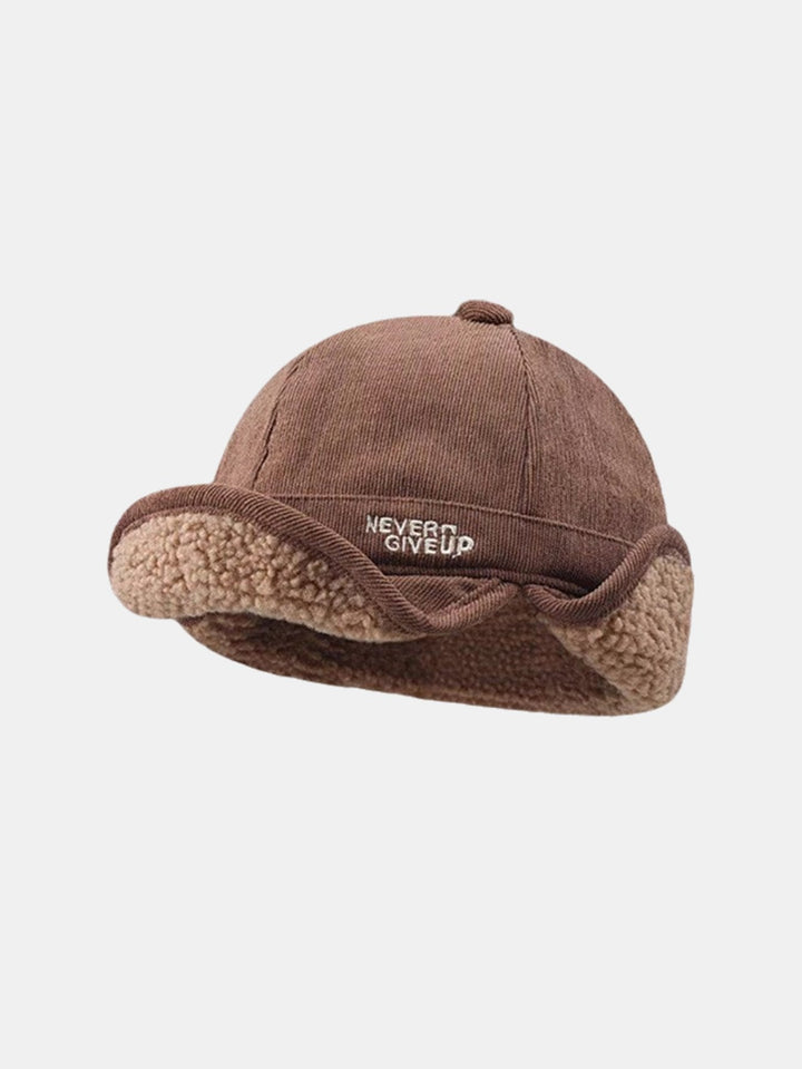 Cotton Sherpa Lining Warm Earmuffs Hat