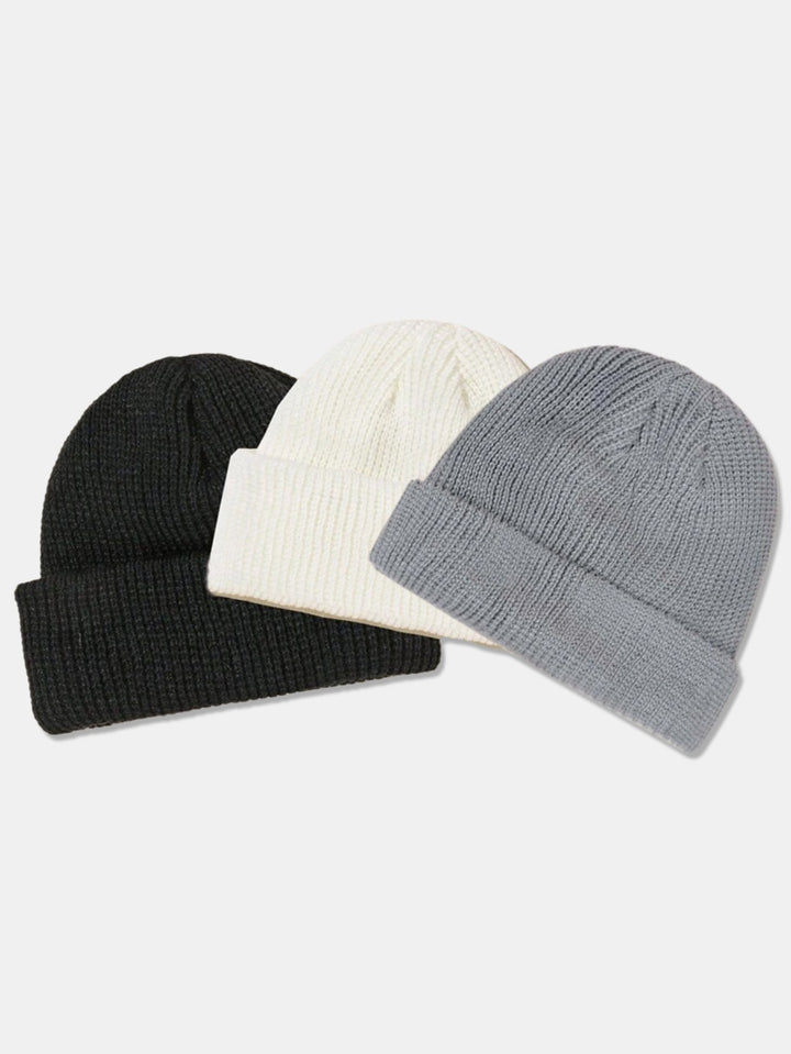 3 Stuks Solide Kleur Warme Gebreide Muts