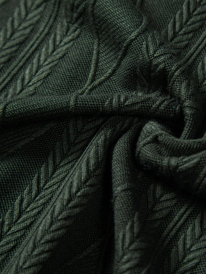 Gebreide Geometrische Ruit Jacquard Cubaanse Shirt & Rechte Linnen Broek