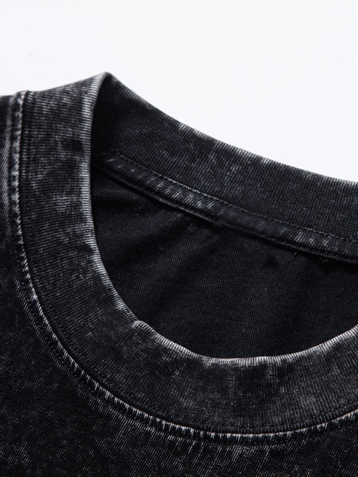 Basis Gewassen Versleten Drop Shoulder Oversized T-Shirt