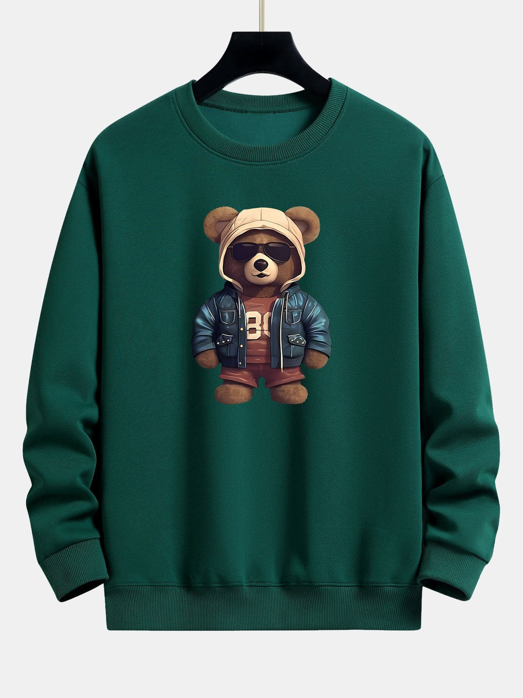 Beer In Leren Jas Print Relax Fit Sweatshirt