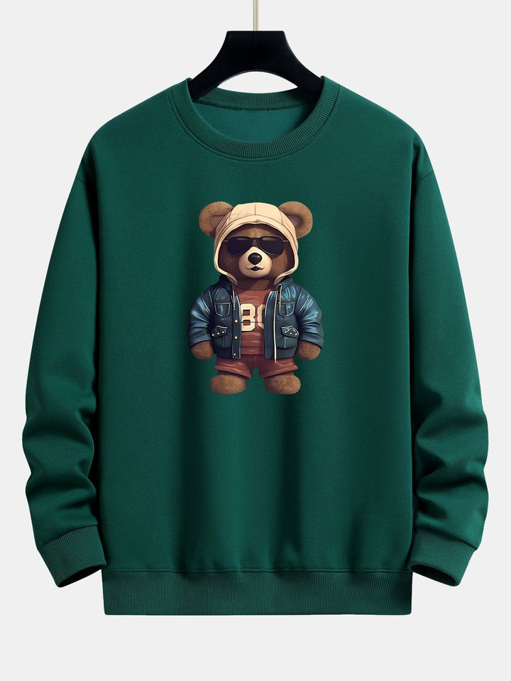 Beer In Leren Jas Print Relax Fit Sweatshirt