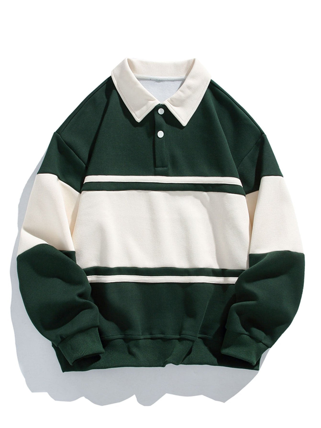 Relax Fit Kleur Blok Patchwork Polo Sweatshirt