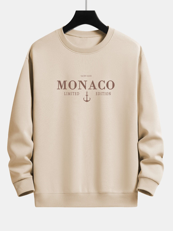 Monaco Slogan Print Relax Fit Sweatshirt & Rechte Pijpen Corduroy Broek