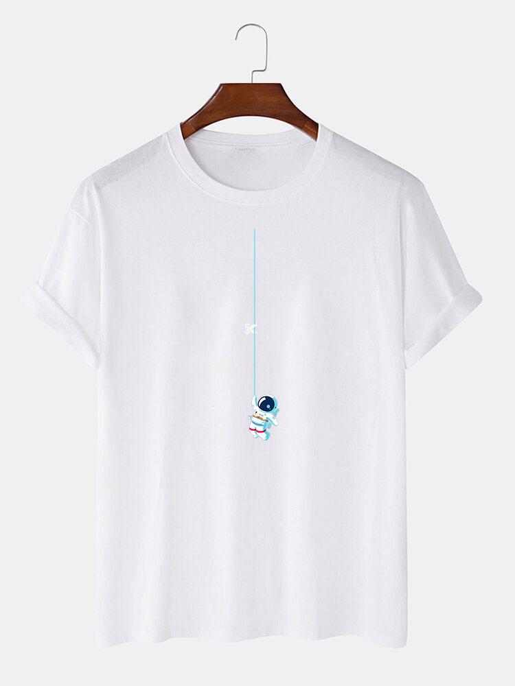 Astronaut Aan Een Touw Print T-Shirt