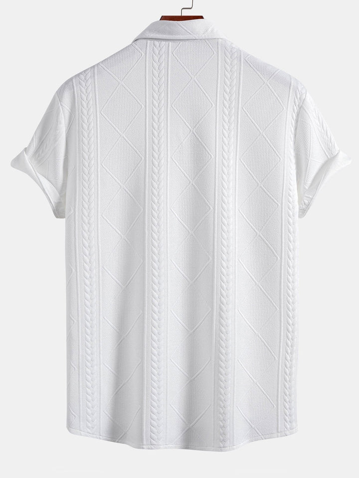 Geometrisch Jacquard Overhemd met Knopen & Shorts