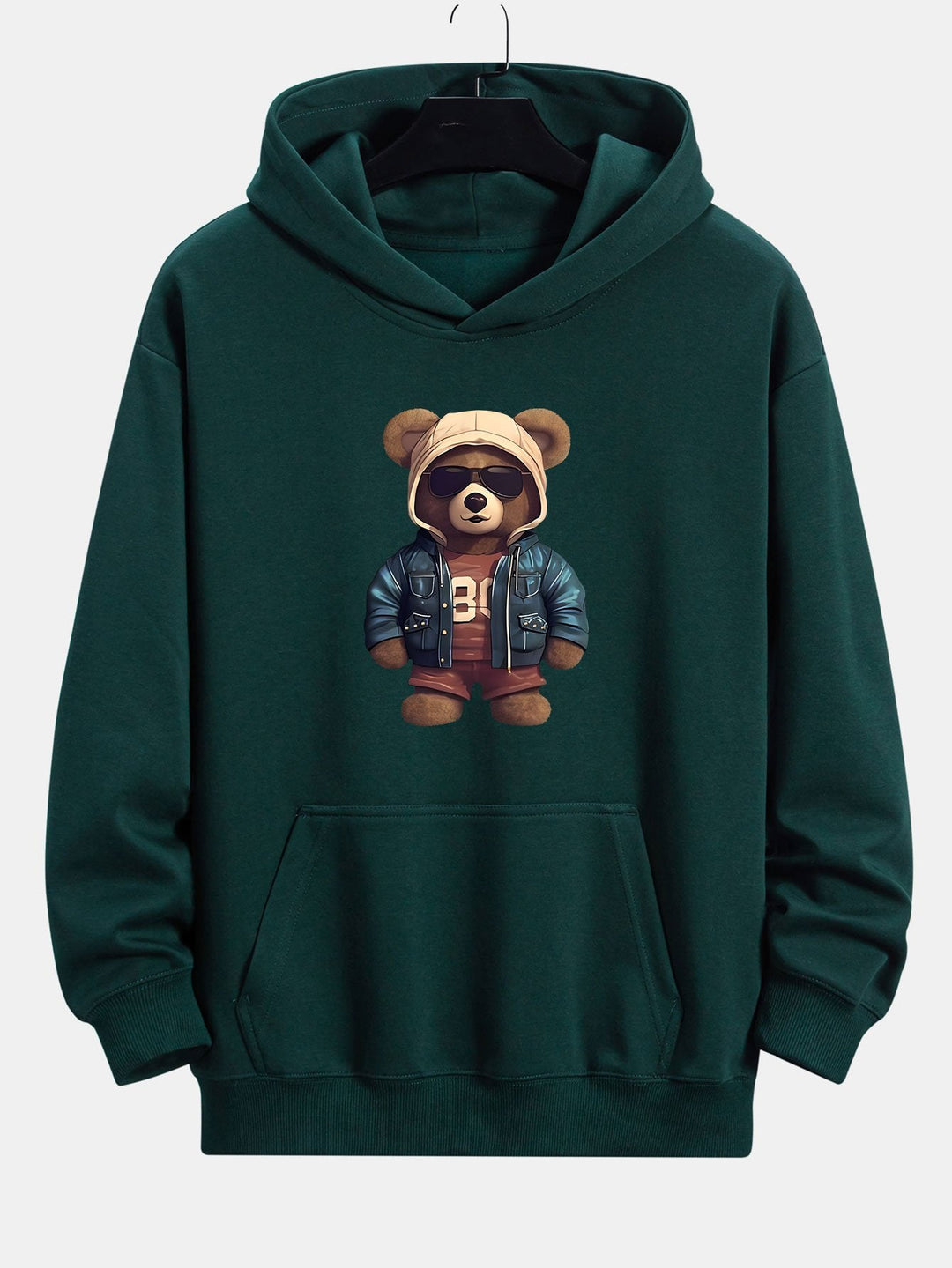 Bear In Leather Jacket Print Relax Fit Hoodie & Straight Leg Corduroy Pants
