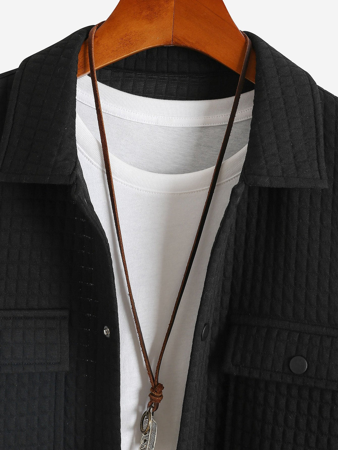 Gequilted Waffle Jacquard Overshirt & Trekkoord Waffle Joggingbroek