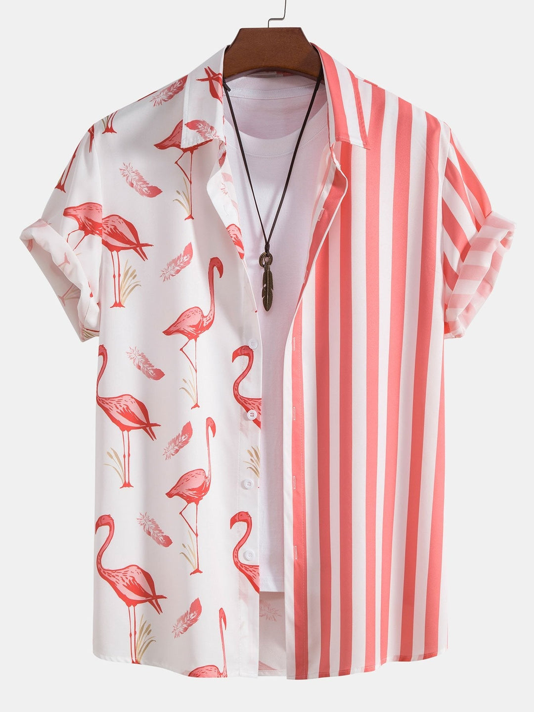 Flamingo Stripe Paneel Shirt & Zwemshorts