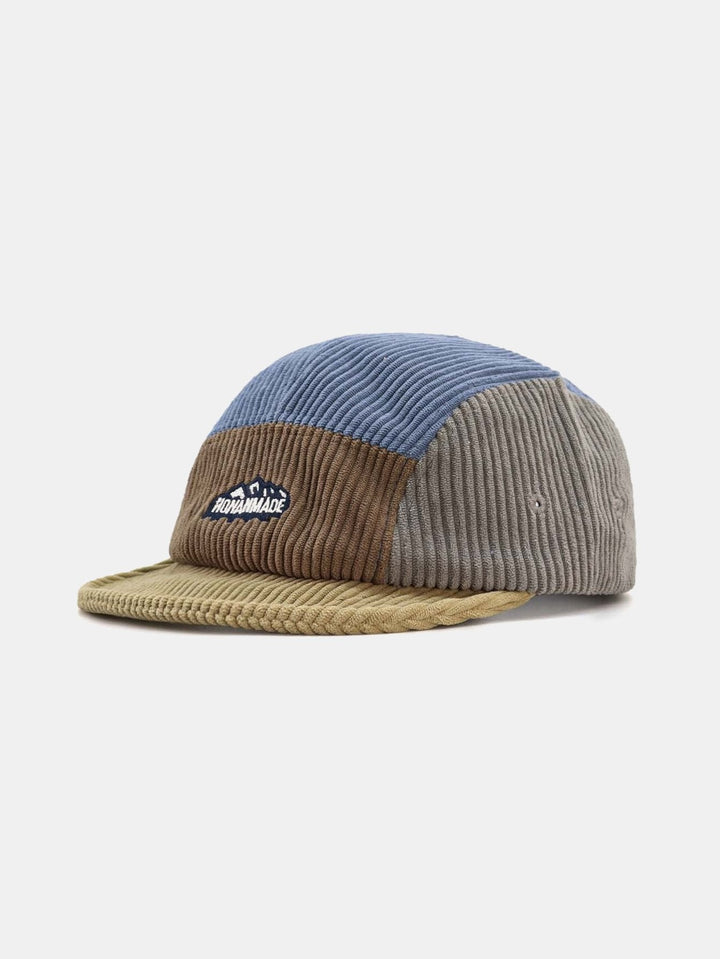 Slogan Patroon Kleur Blok Corduroy Baseball Cap