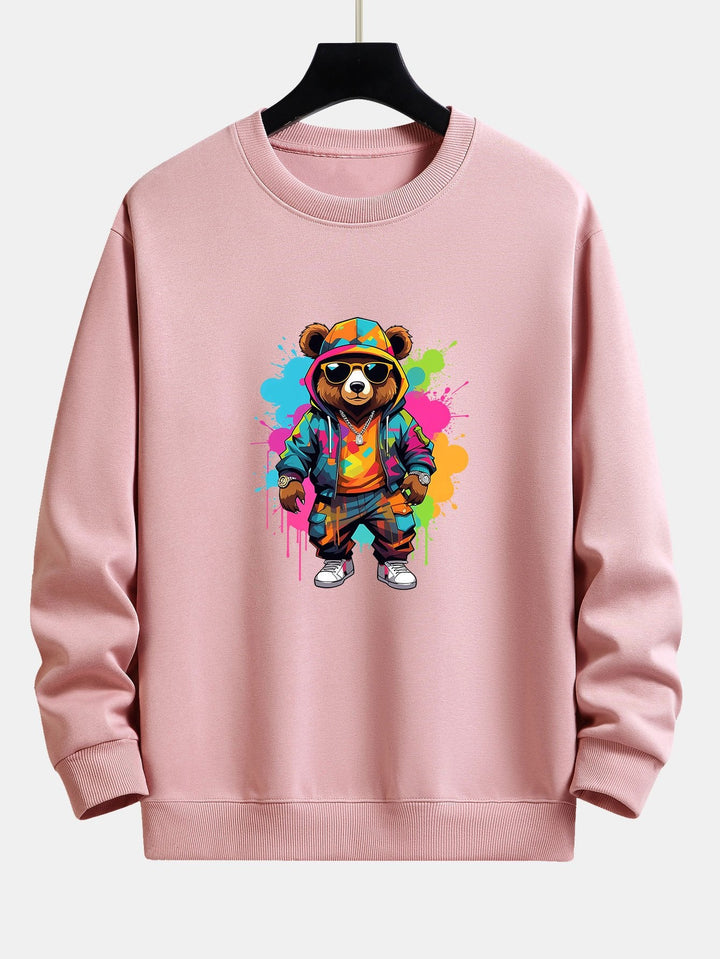 Splash Kleurrijke Beer Print Relax Fit Sweatshirt