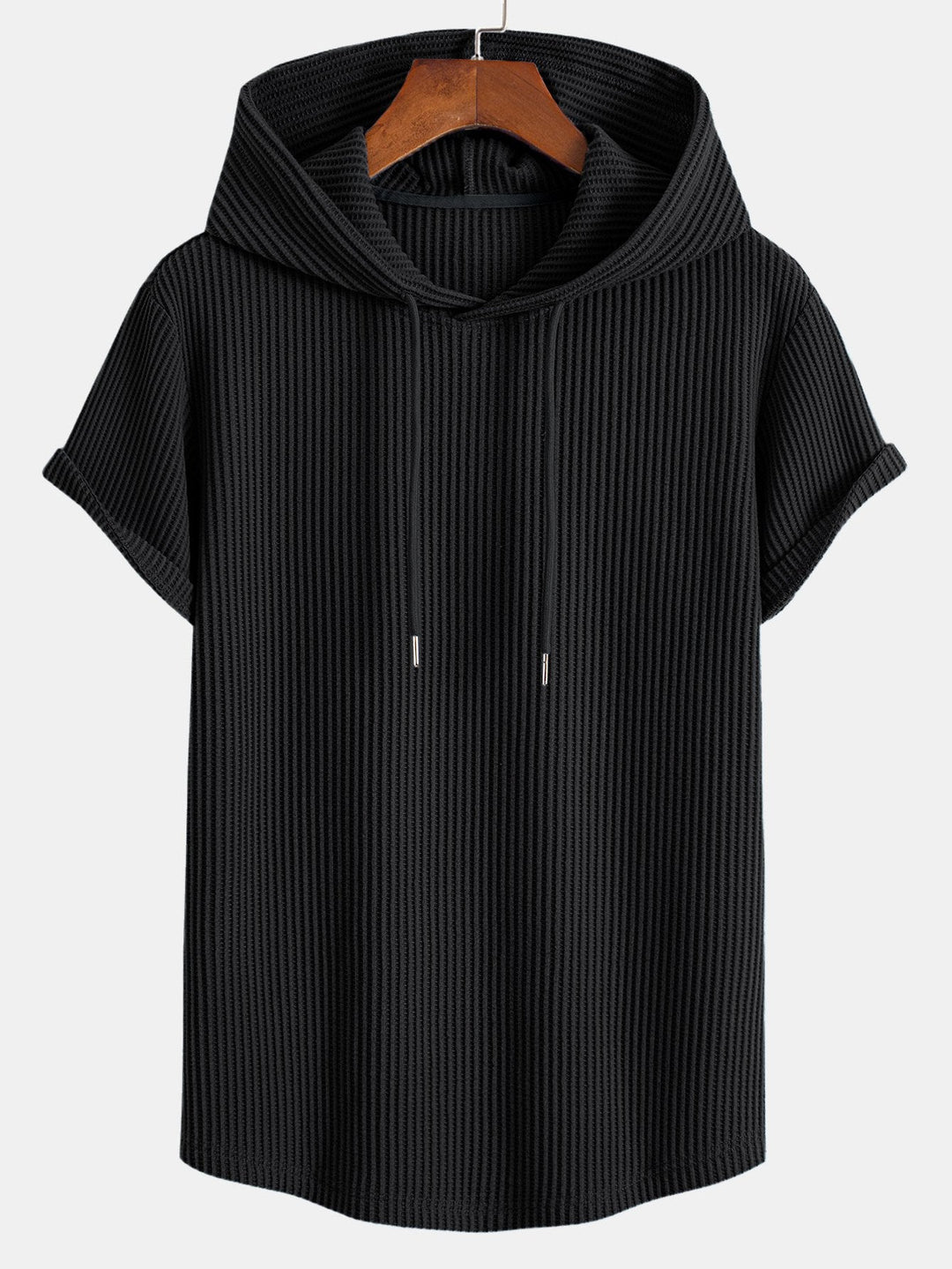 Gebreide Wafel Boog Hem Hoodie T-Shirt & Trekkoord Wafel Korte Broek