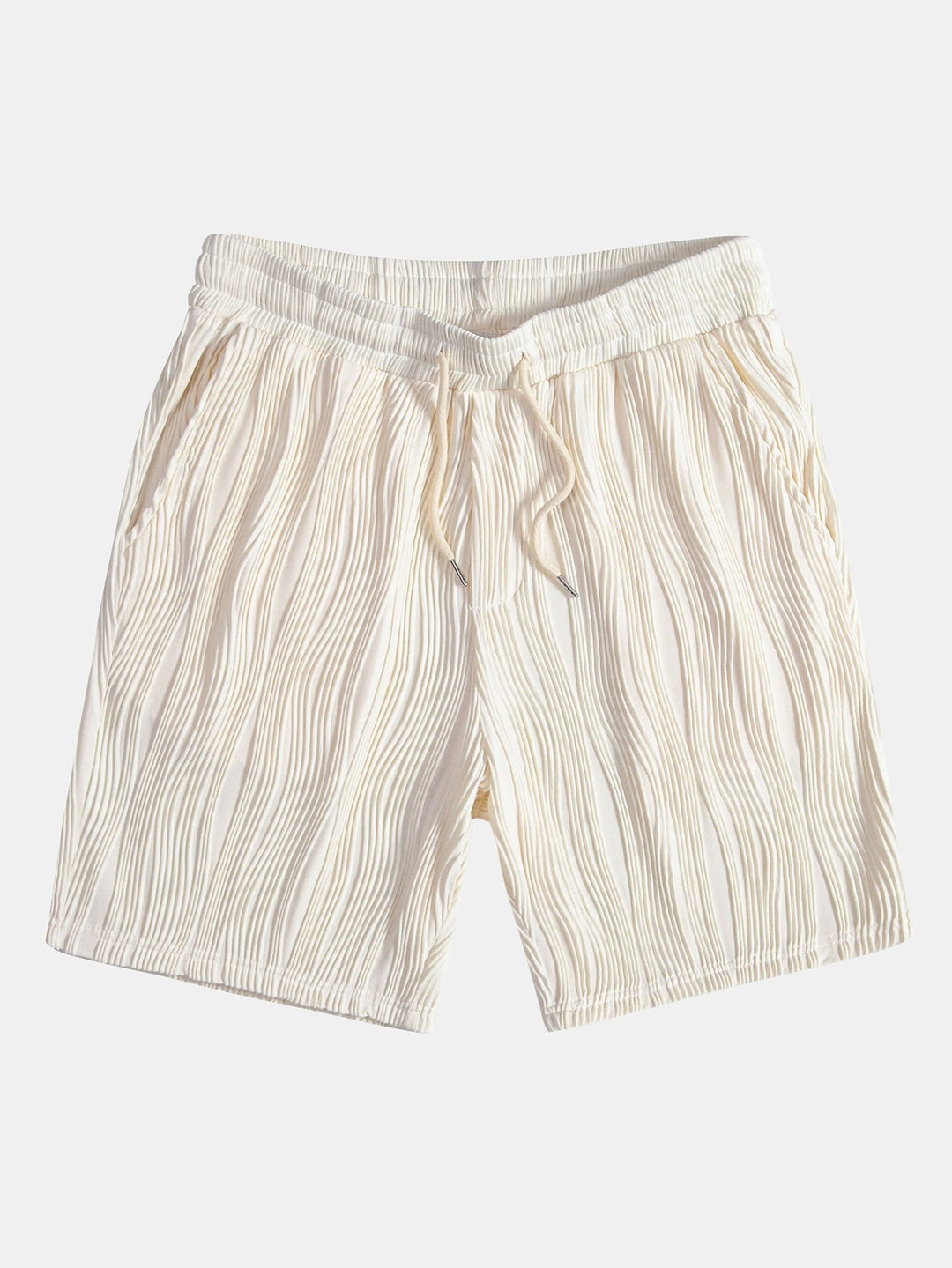 Wavy Texture Button-Up Shirt & Shorts