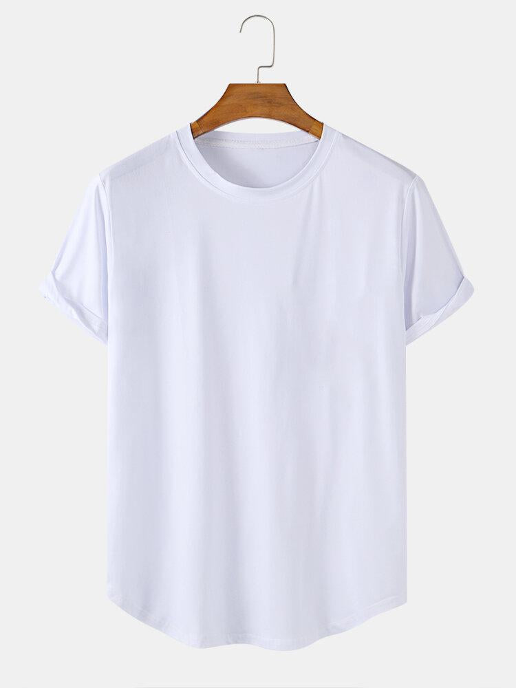 Solid Kleur Arc Hem T-Shirt