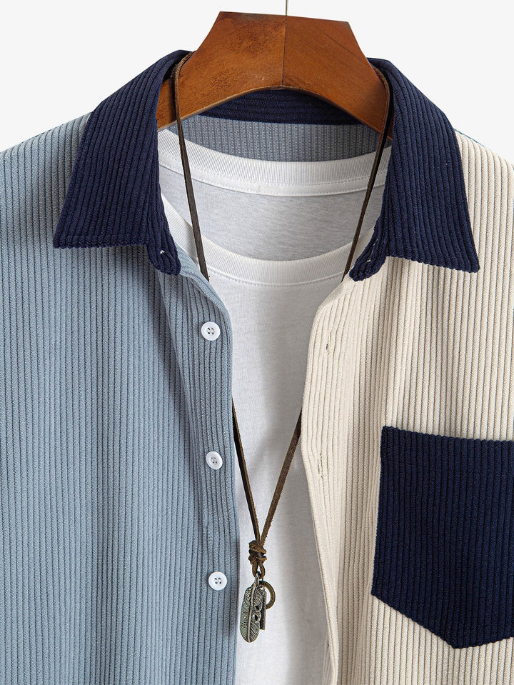 Corduroy Patchwork Shirt & Rechte Pijpen Corduroy Broek