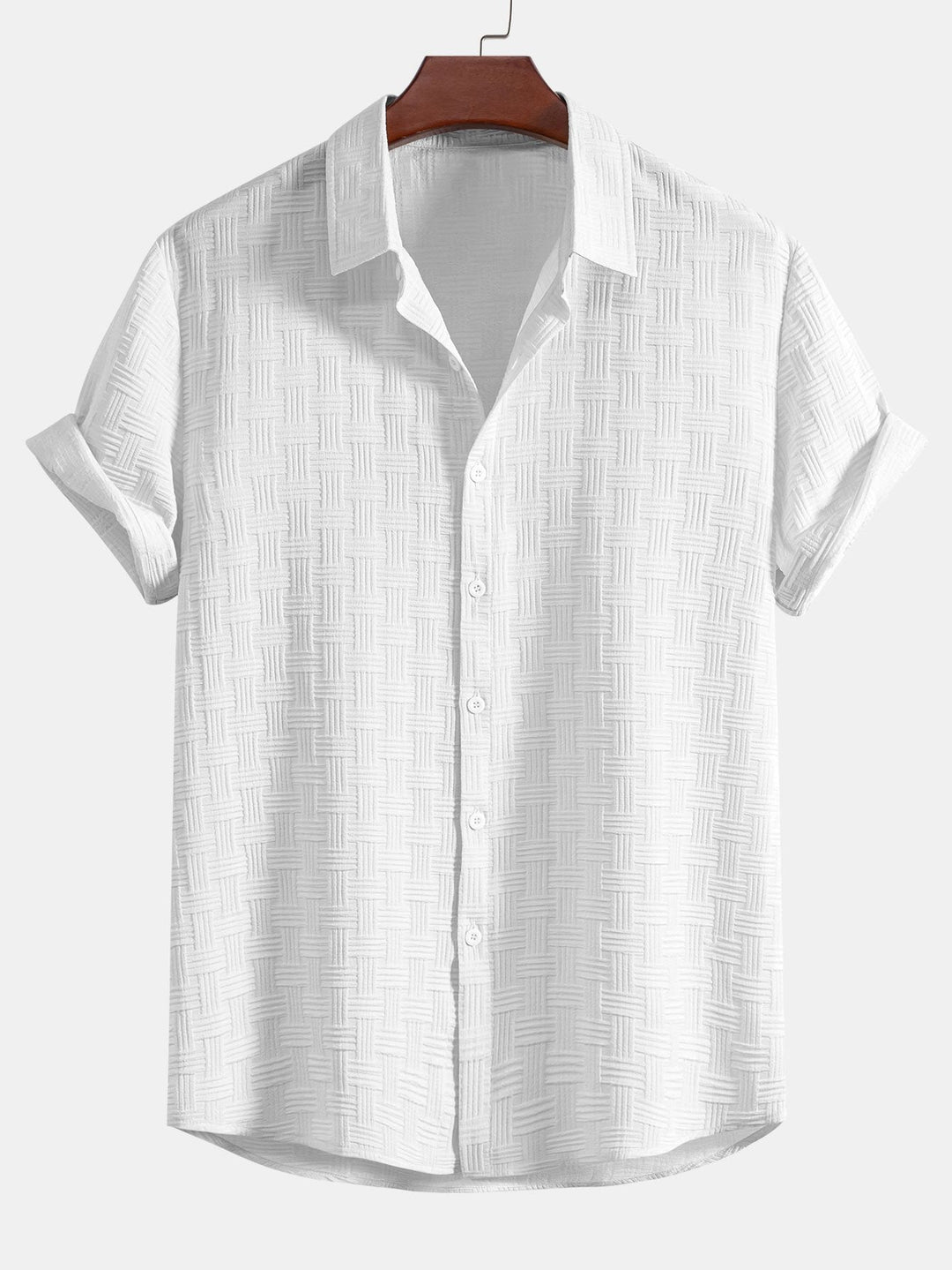 Stripe Jacquard Overhemd met Knopen & Shorts