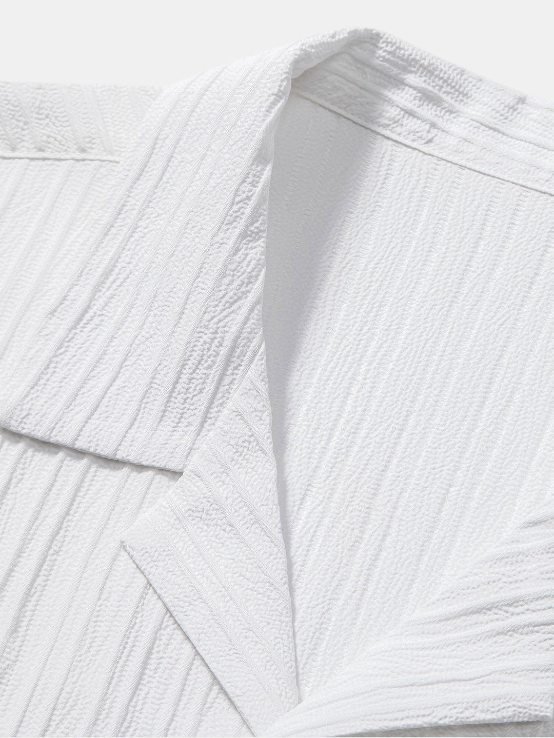 Striped Jacquard Cuban Collar Shirt & Straight Linen Pants