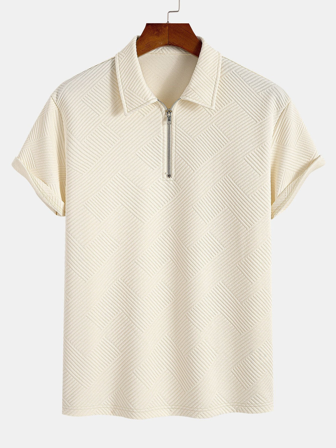 Stripe Jacquard Zip Up Polo & Shorts