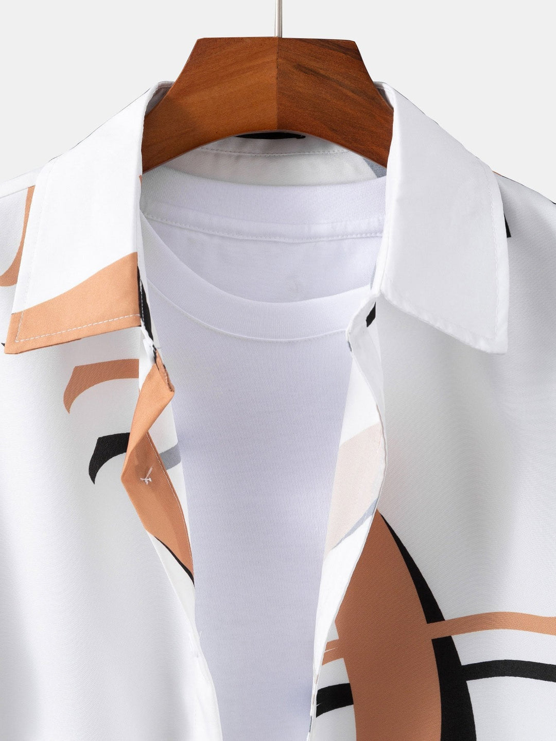 Abstracte Print Knopshirt #Willekeurig Patroon Ontwerp# & Zwemshorts