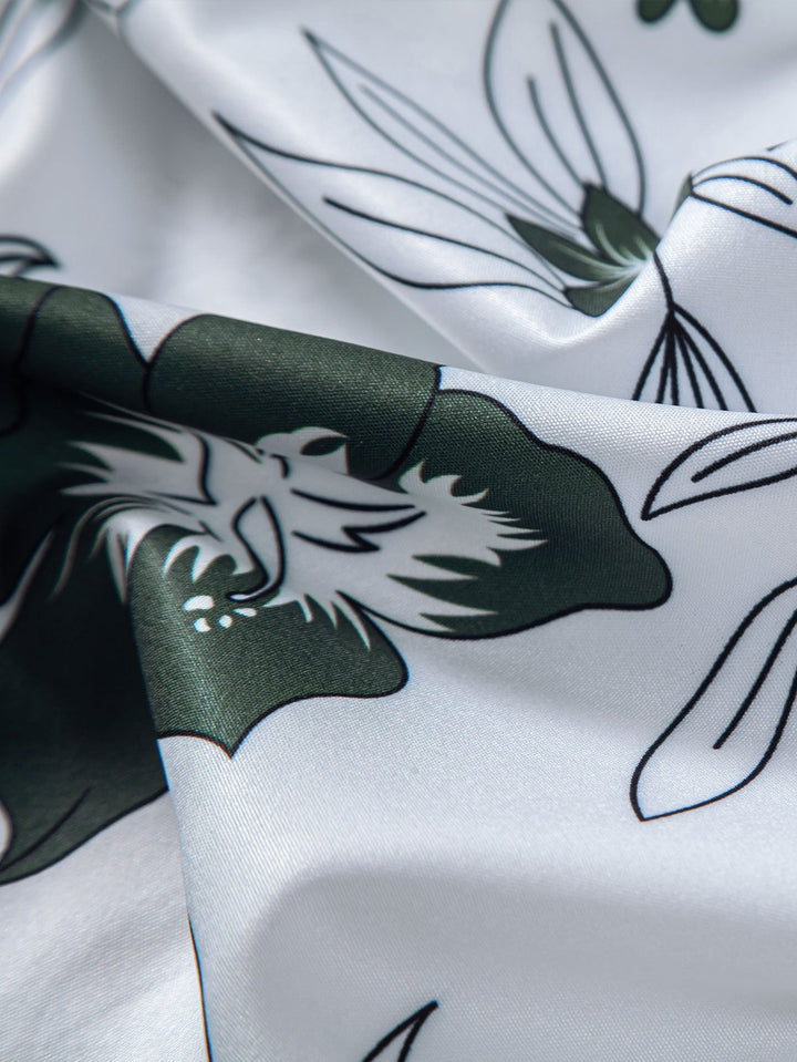 Bloemenprint Overhemd met Knopen & Zwemshort