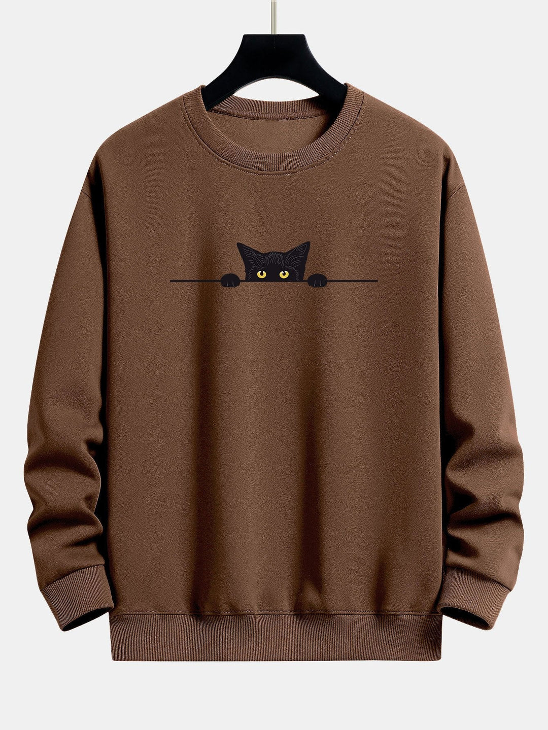Zwarte Kat Print Relax Fit Sweatshirt & Joggingbroek