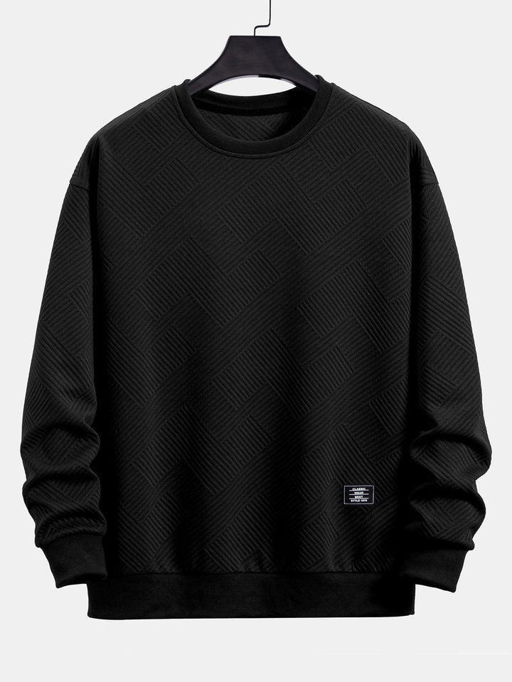 Relax Fit Geometrisch Gestreept Sweatshirt & Trekkoord Corduroy Cargo Jogger Broek