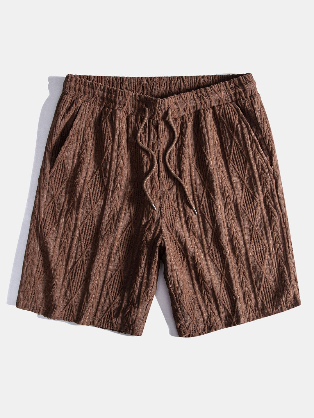 Geometrisch Jacquard Cubaanse Shirt & Textuur Shorts Met Voering