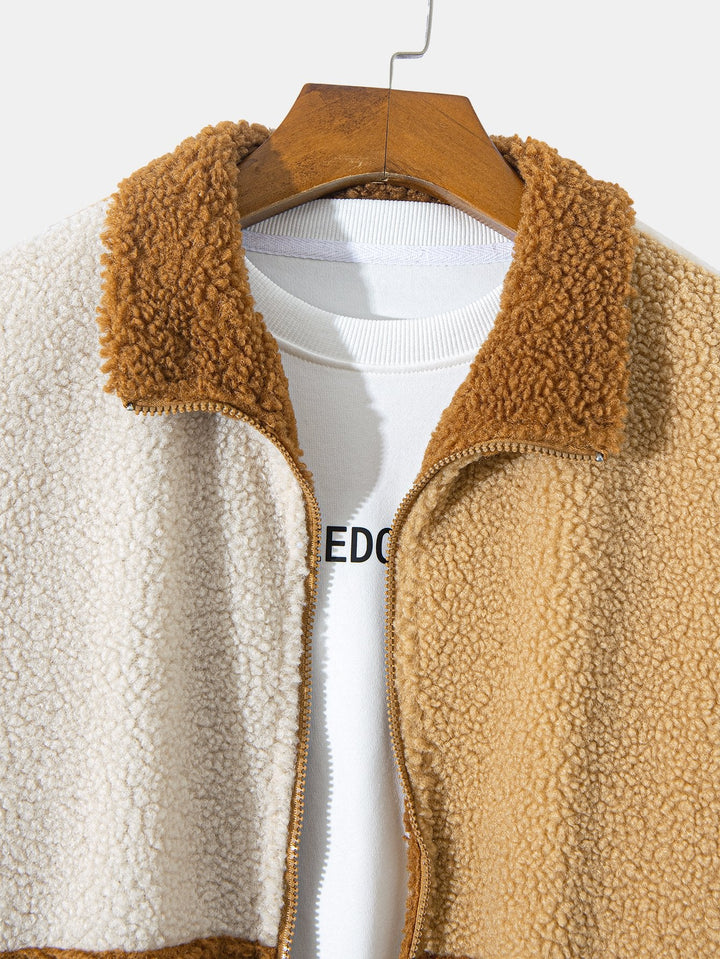 Kleur Blok Teddy Fleece Jas & Trekkoord Corduroy Cargo Joggingbroek