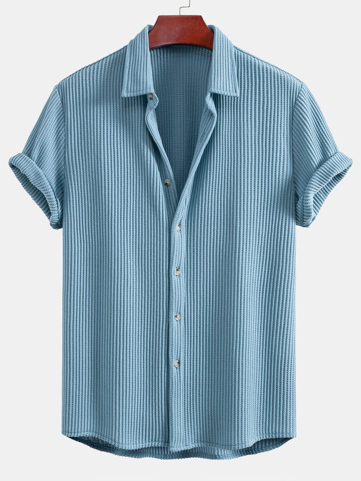 Wafel Knop-Up Shirt & Trekkoord Wafel Shorts