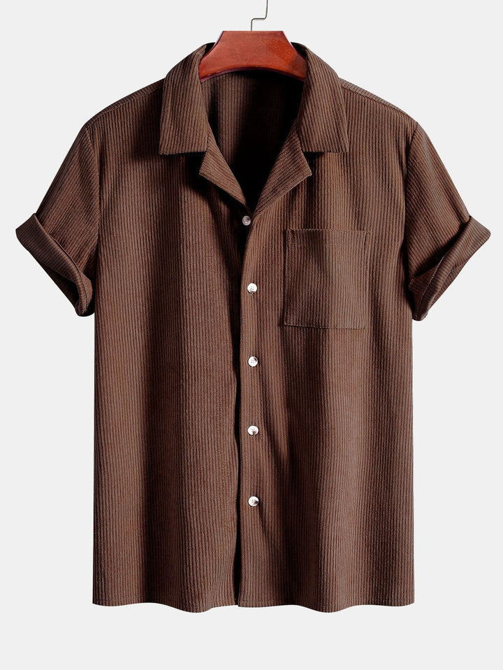 Korte Mouwen Corduroy Cubaanse Shirt & Shorts