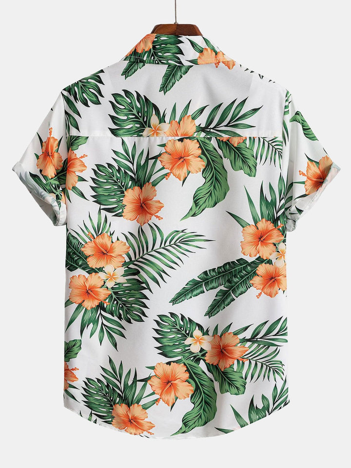 Tropical Print Button-Down Shirt